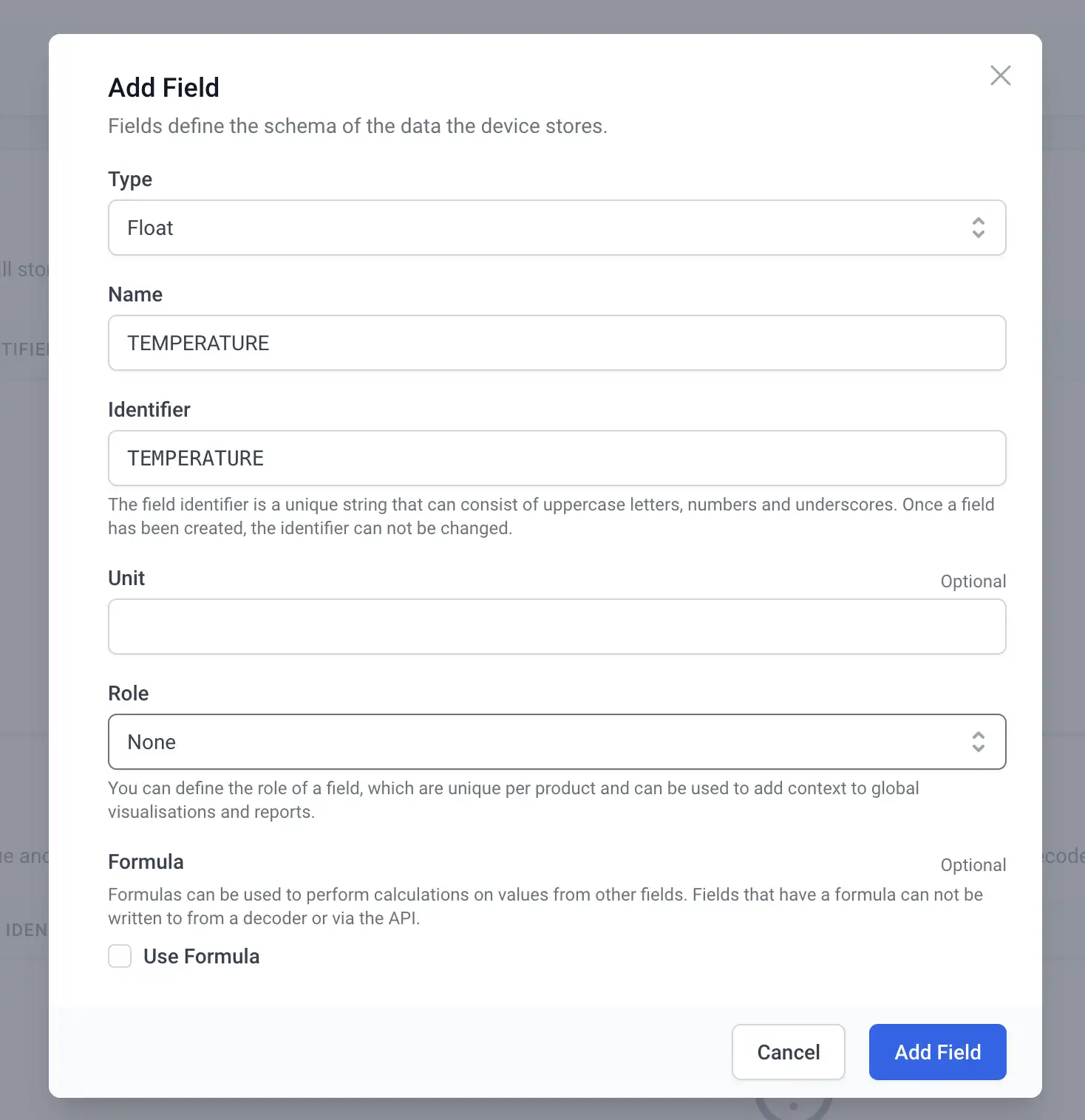 Create device field Create device field
