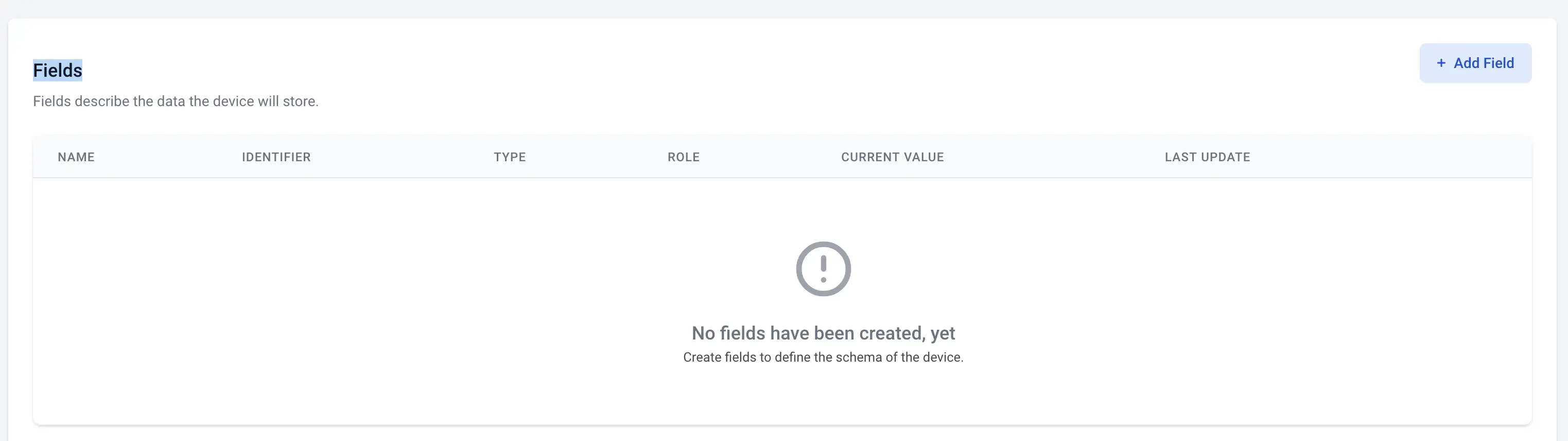 Device fields configuration Device fields configuration