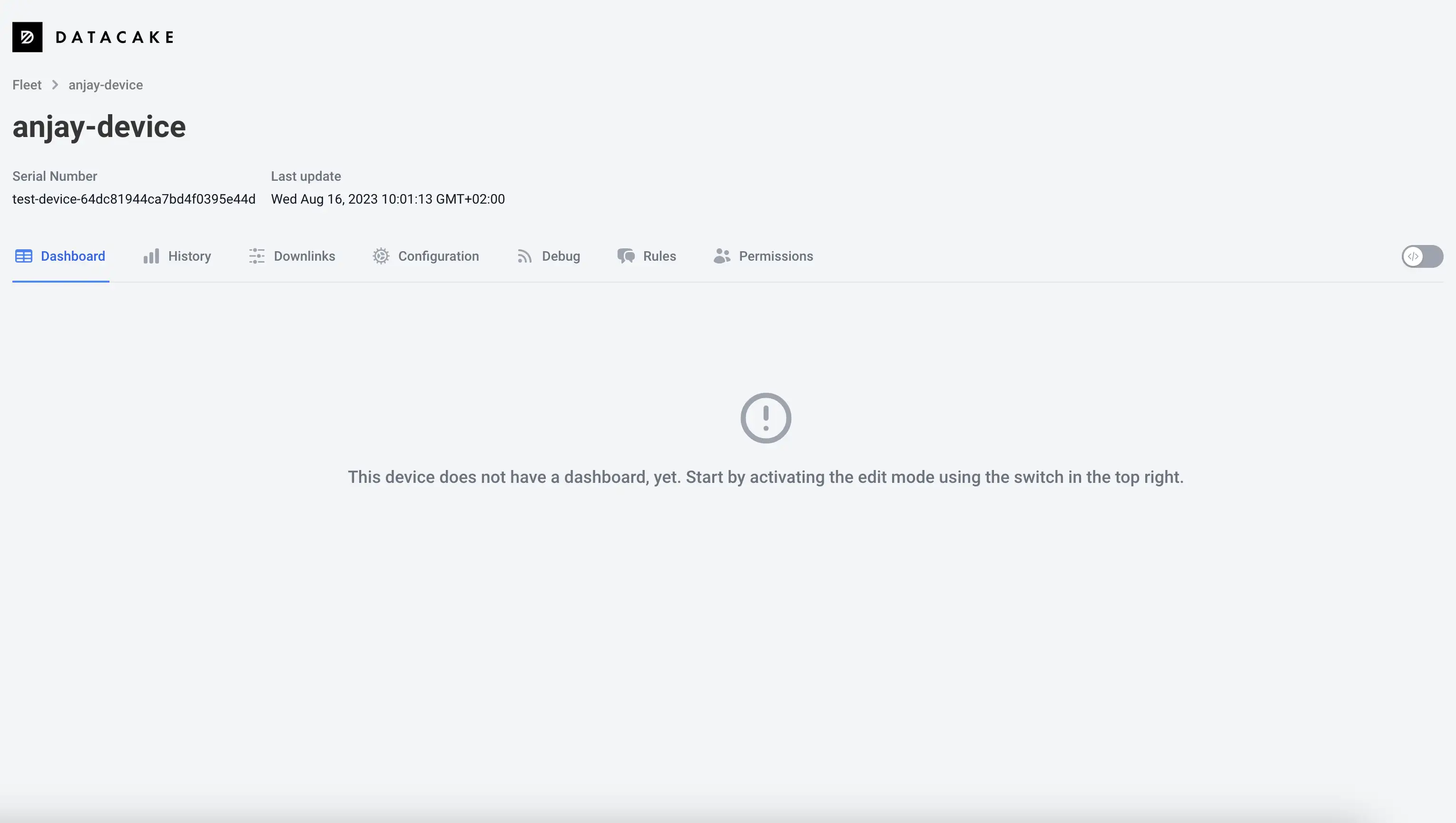 Last update time of the device in Datacake Last update time of the device in Datacake