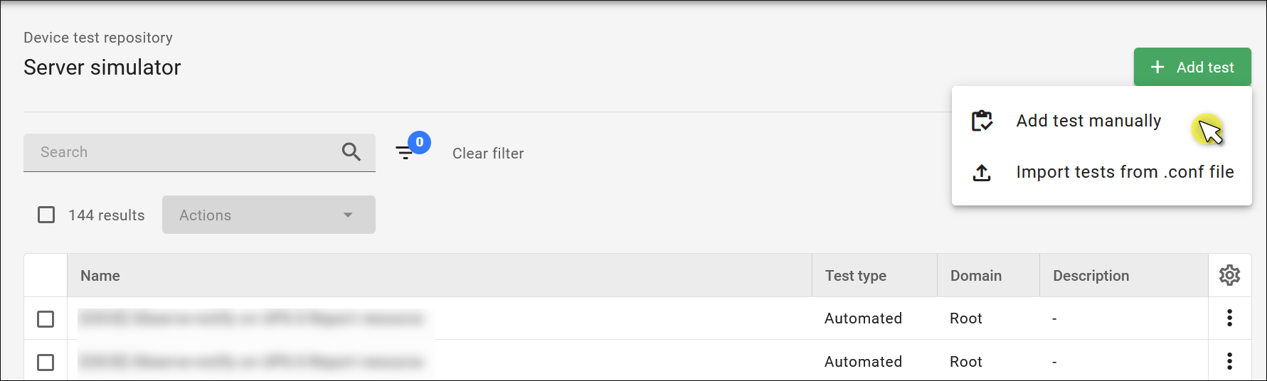 You can add test manually or import from .conf file You can add test manually or import from .conf file