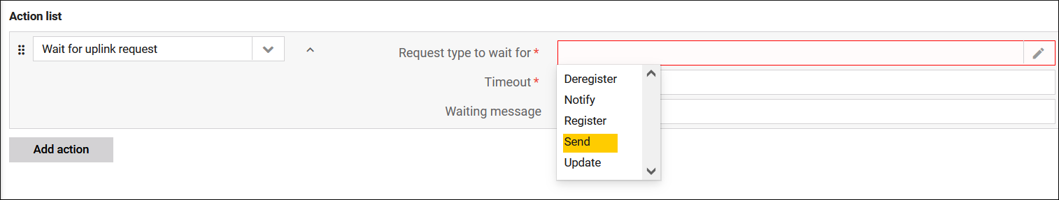 Send option in Wait for uplink request Send option in Wait for uplink request