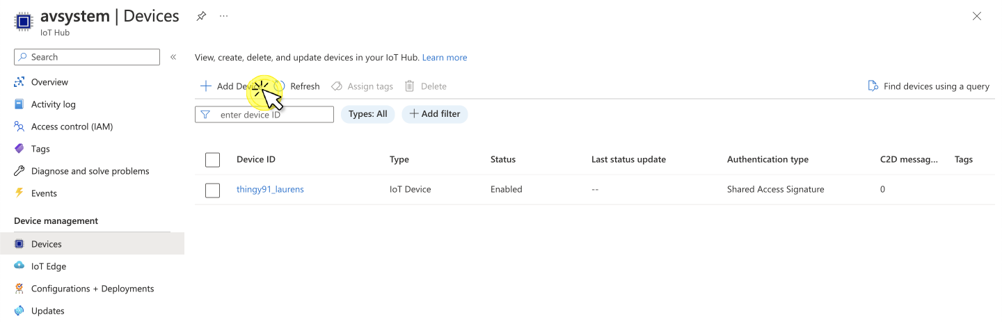Adding new devices to IoT Hub