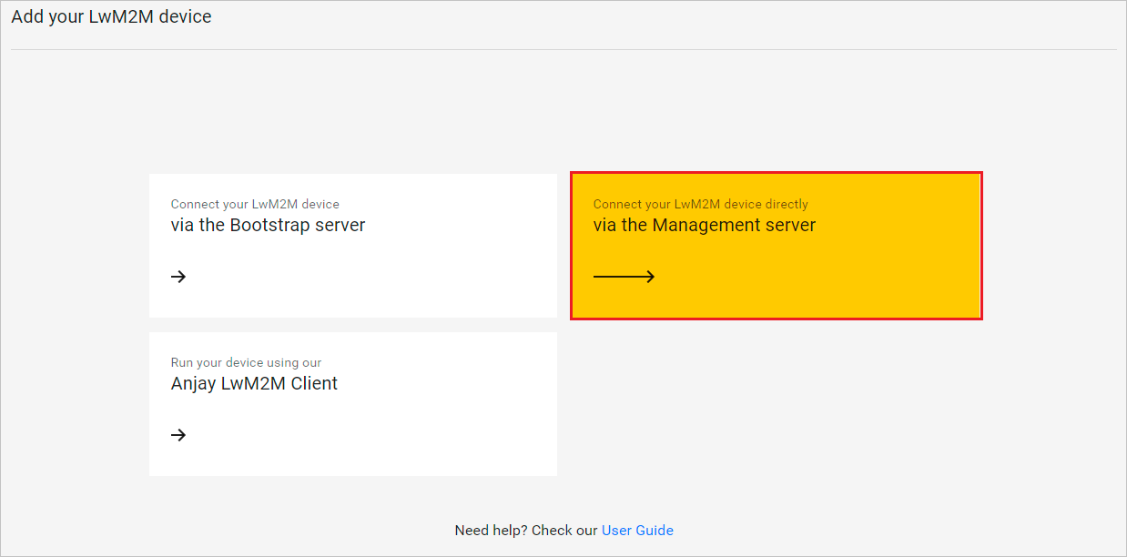 Add via Management server