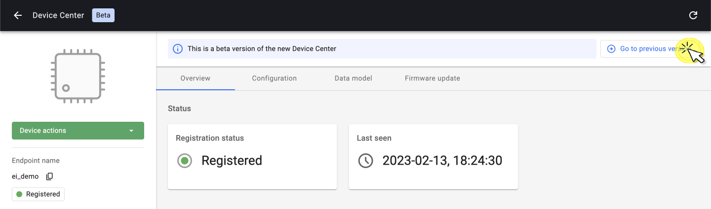 Previous Version button