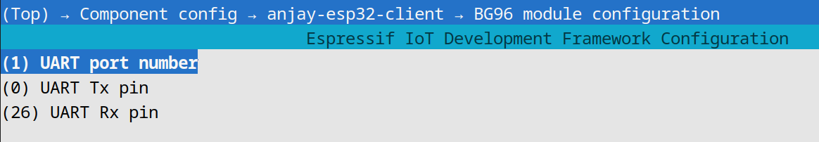 BG96 UART example configuration