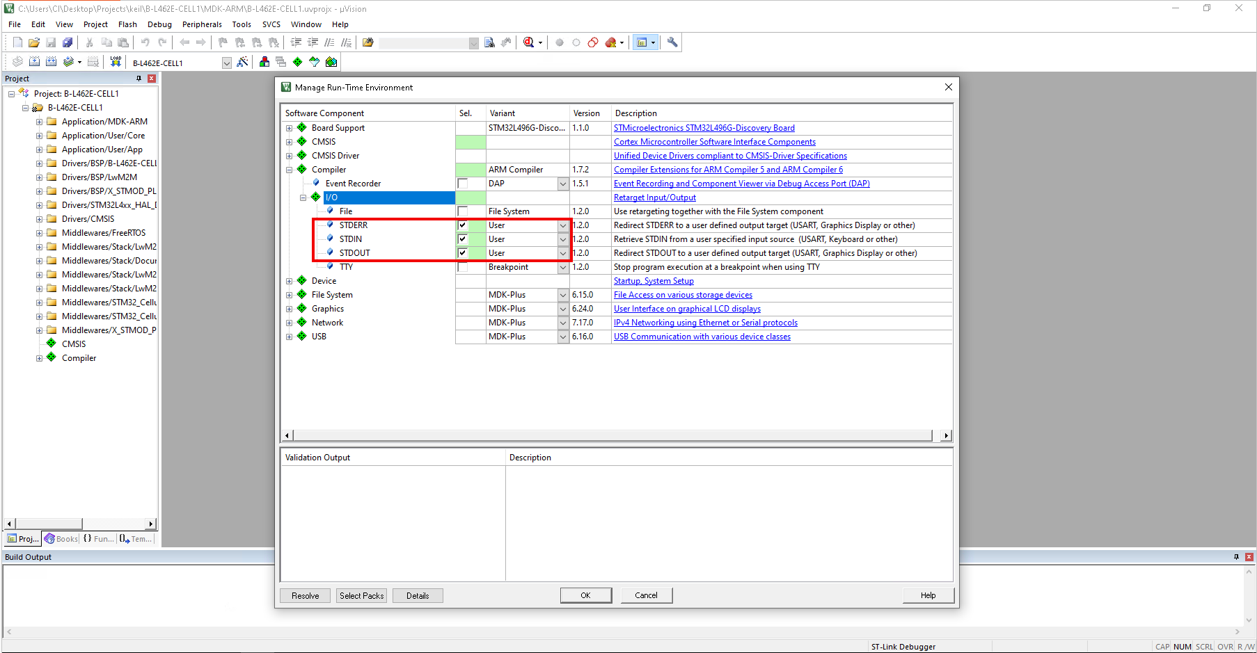 Keil IO settings
