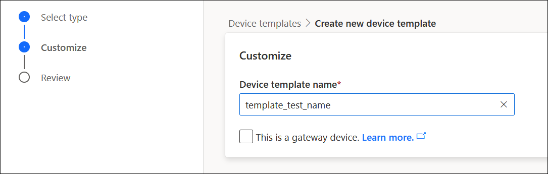 Enter a name for your device template