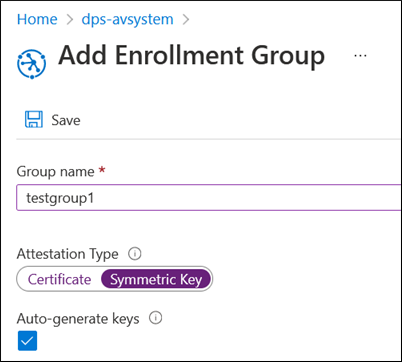 Provide the group name and select the Symmetric key option