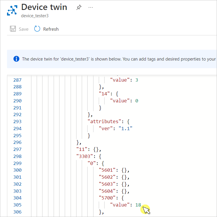 Device twin reported property - read