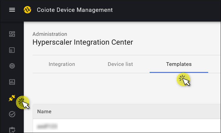 Go to Hyperscaler Integration Center and select Templates
