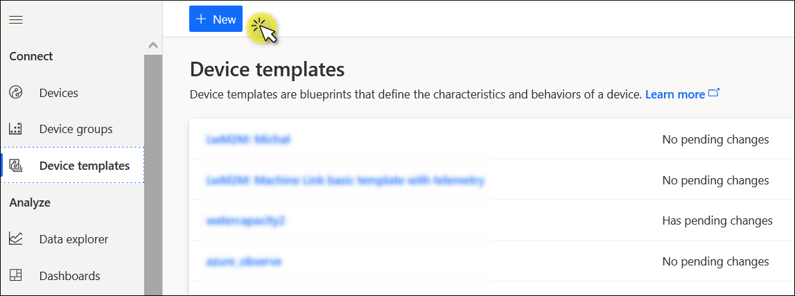 Go to Device templates and click New