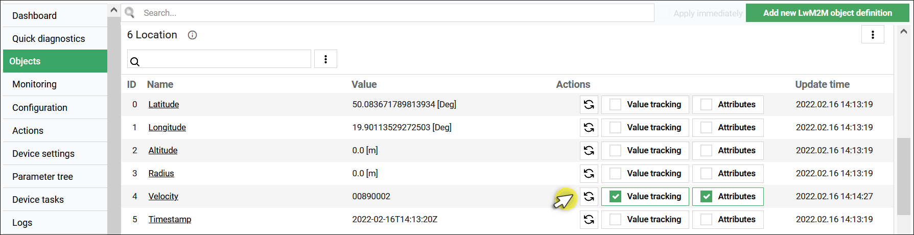 Observation set in Azure from the Coiote IoT DM perspective