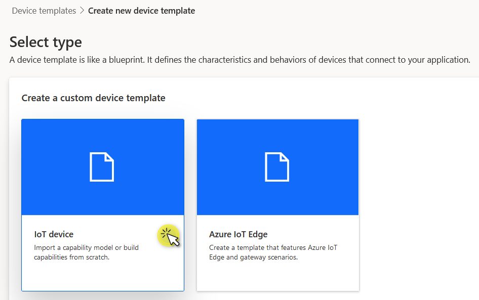 "Select IoT device type"