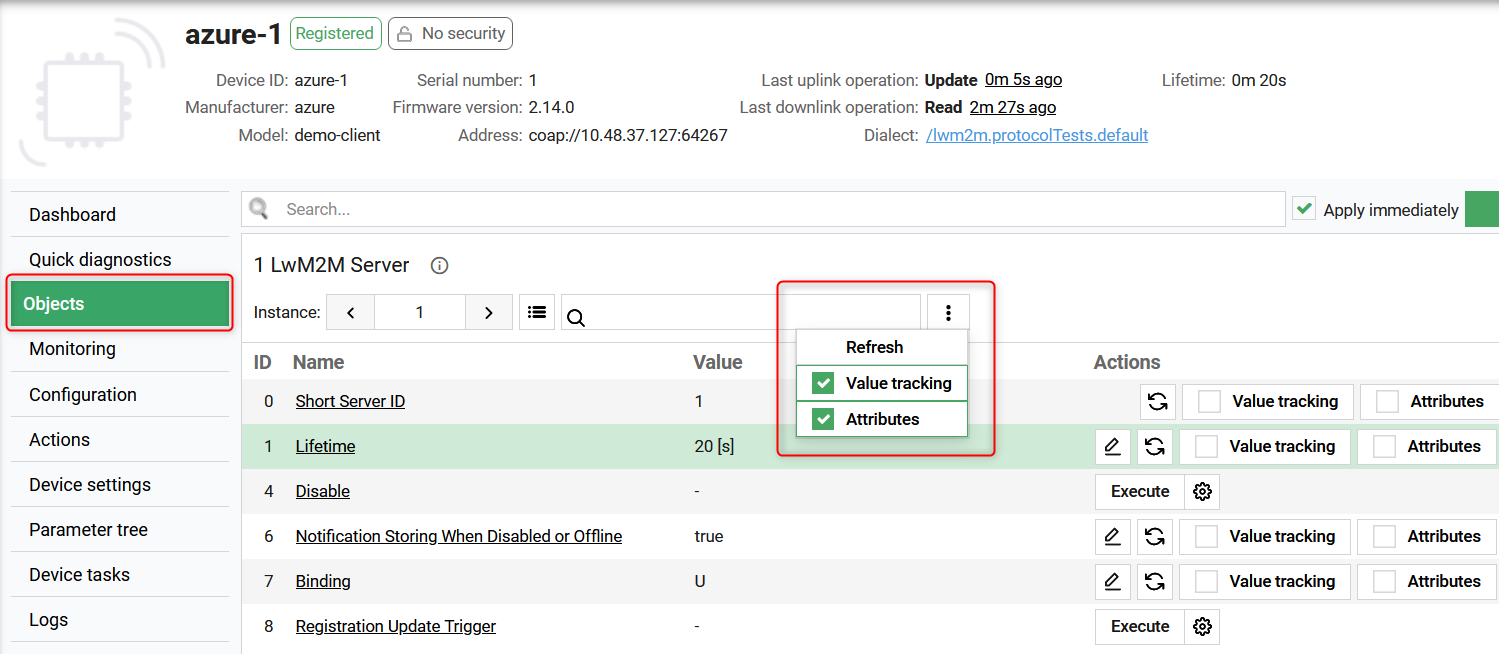 Observed object in Coiote IoT DM