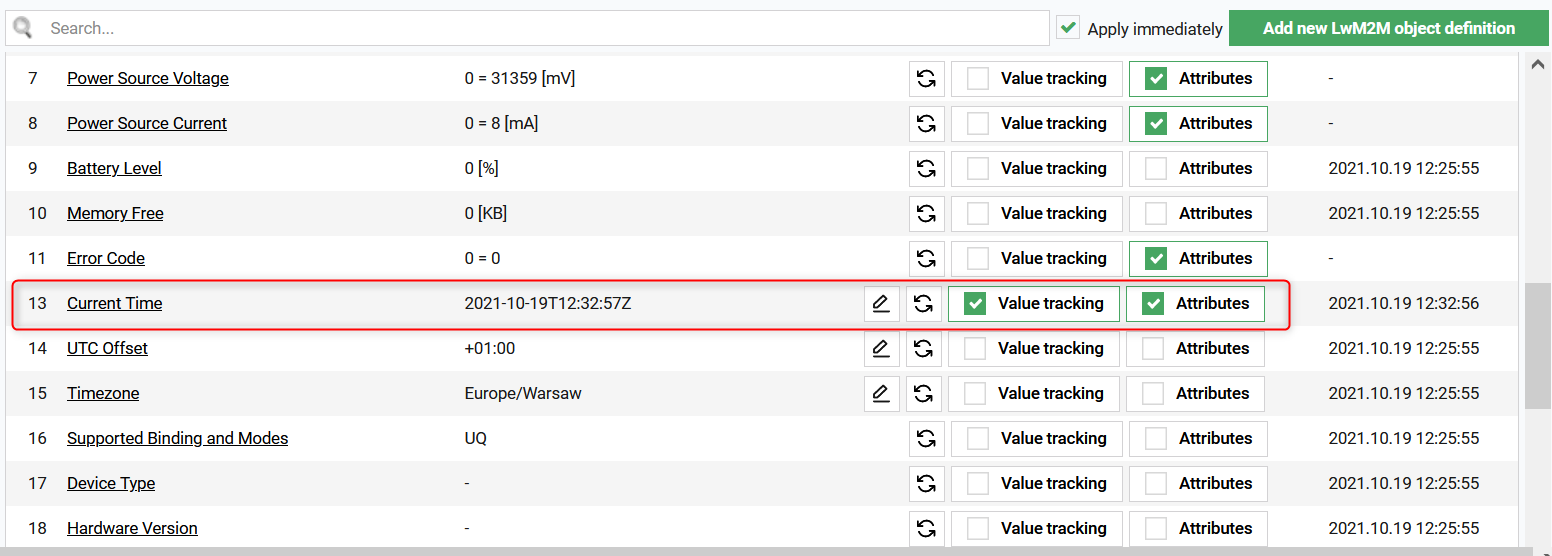 Observed resource in Coiote IoT DM