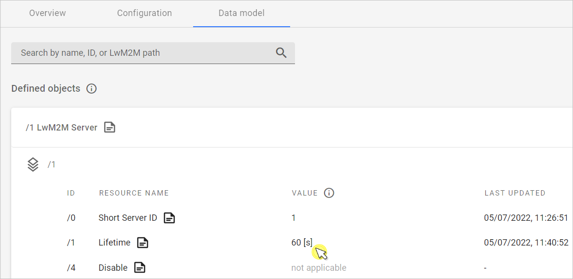 Lifetime resource in Coiote IoT DM