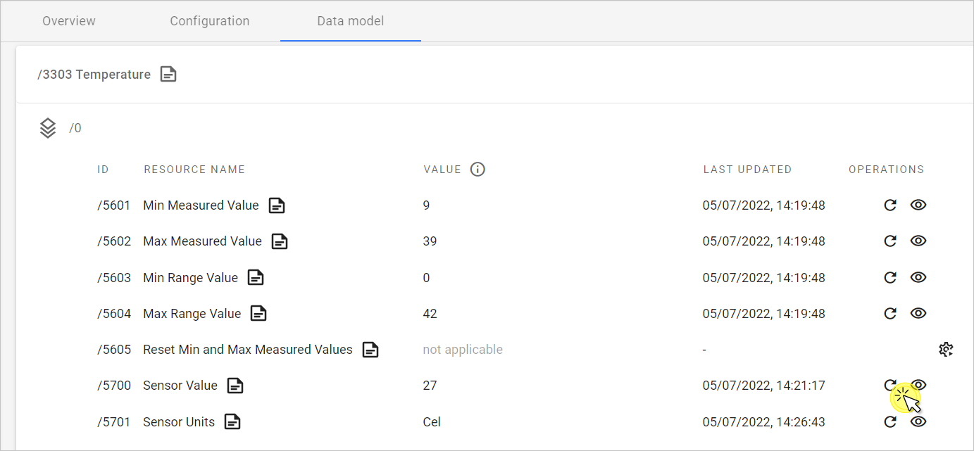 Temperature read in Coiote IoT DM