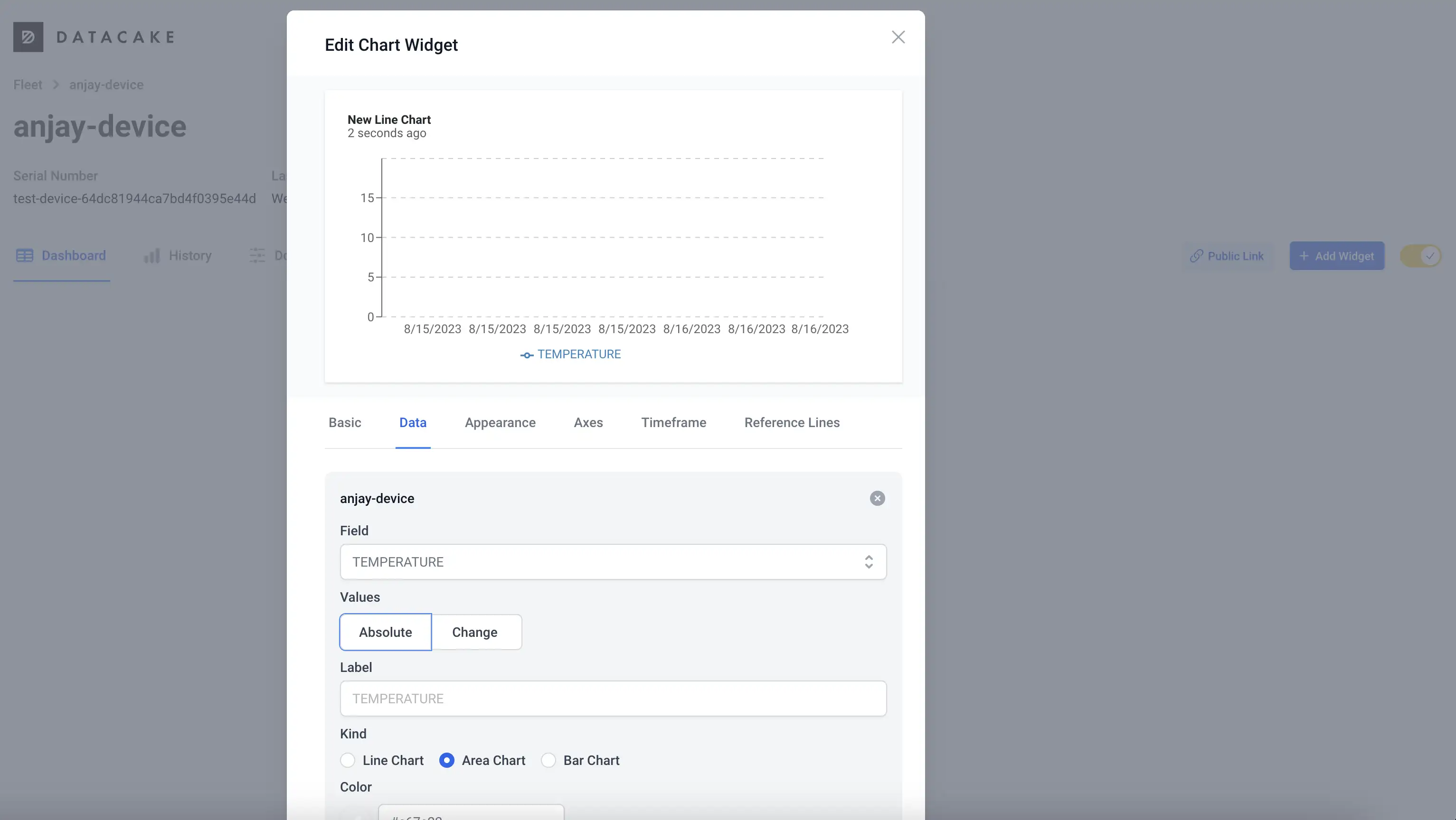 Configure chart in Datacake