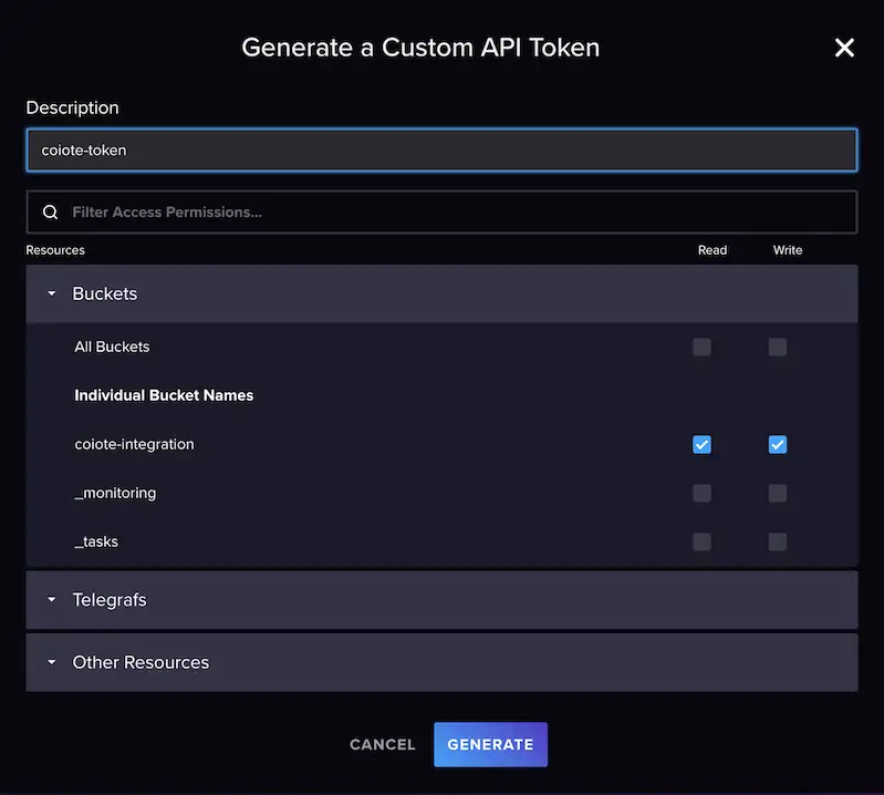 Influx API Token