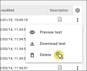 Delete a test from the context menu