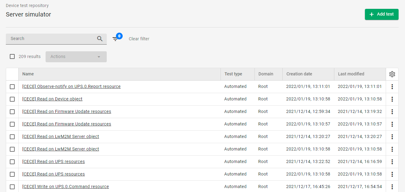 Modification and creation dates in device test repository