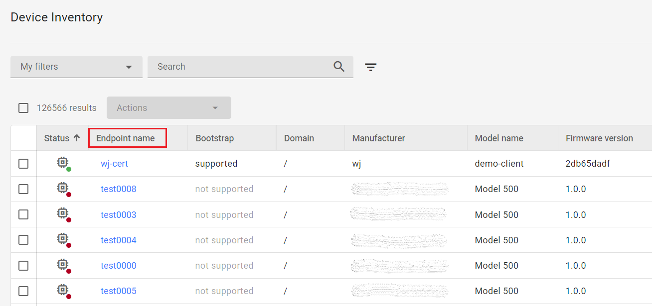 Endpoint name column in DI