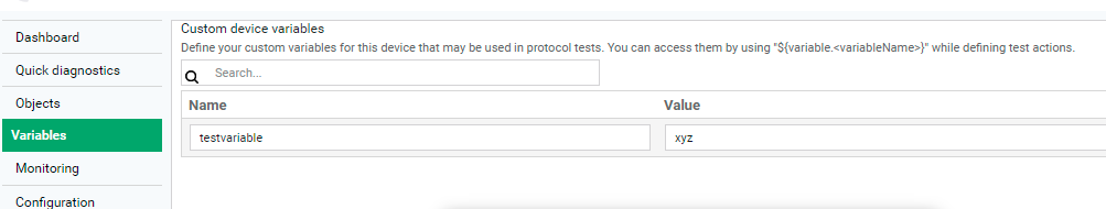 Variables view